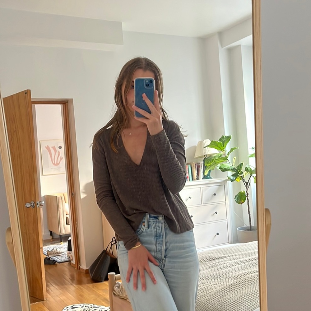 Project social T brown knit top